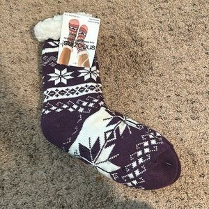 Purple Sherpa lined cabin socks.